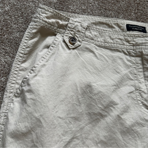 Y2K Charter Club Cream Pinstripe Ankle Cargo Pants Women’s Size 14 Preppy Spring - Picture 3 of 16